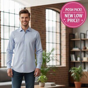 Pronto Uomo men's button down shirt 17 32/33 light blue